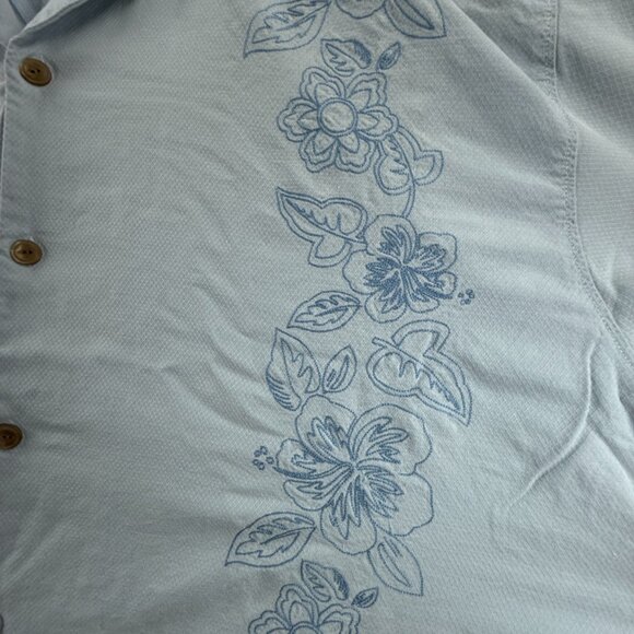 Tommy Bahama Floral Short Sleeve Silk 2XL Blue Vacation Button Up Casual Shirt - Picture 12 of 16